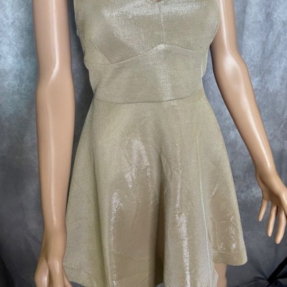 TEEZE Me Dress Gold A-line Halter - Picture 4 of 5